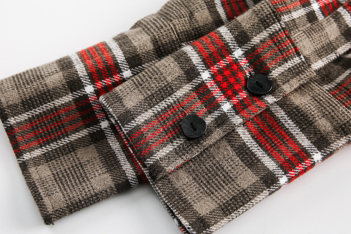 Vintage Plaid Patchwork Denim Panel Shirt 