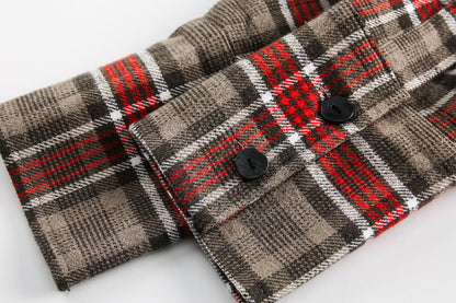 Vintage Plaid Patchwork Denim Panel Shirt 