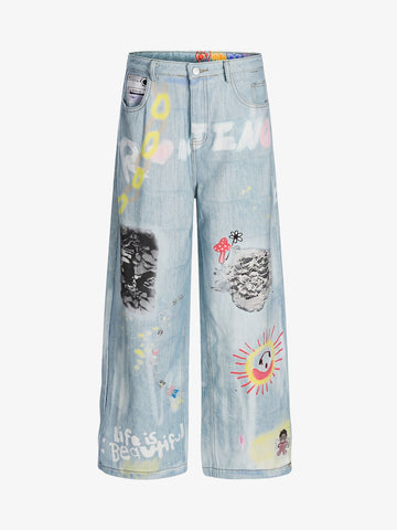 American Vintage Street-Style Graffiti Jeans