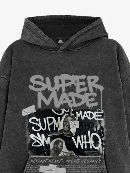 SupermadeTrendy Retro Graffiti Character Hooded Sweatshirt 