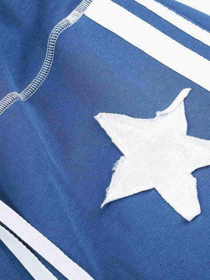 Patchwork Star Appliqué Drawstring Sweatpants
