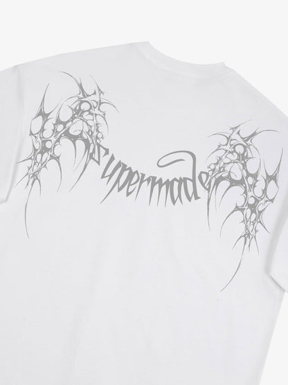 THE SUPERMADE Futuristic spiked pattern gothic style logo font design T-shirts 