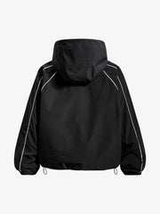 Street-style Letter Print Hooded Windbreaker Jacket