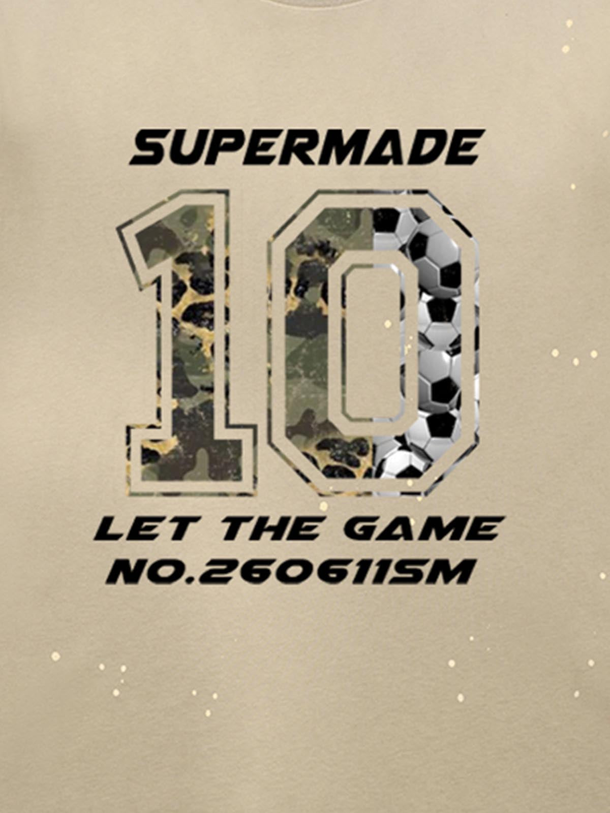 Cotton Supermade 10 Graphic T-Shirt with Camo and Soccer Ball Print for Casual Wear 