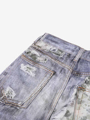 3D Graphic Distressed Wide-Leg Jeans