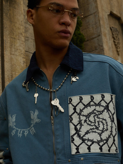 Supermade Multi-Element Appliqué Patchwork Denim Suit 