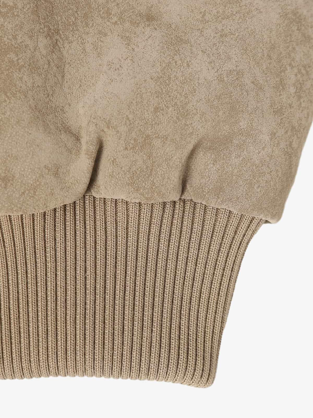 Retro Suede Texture Zip-Up Bomber Jacket 