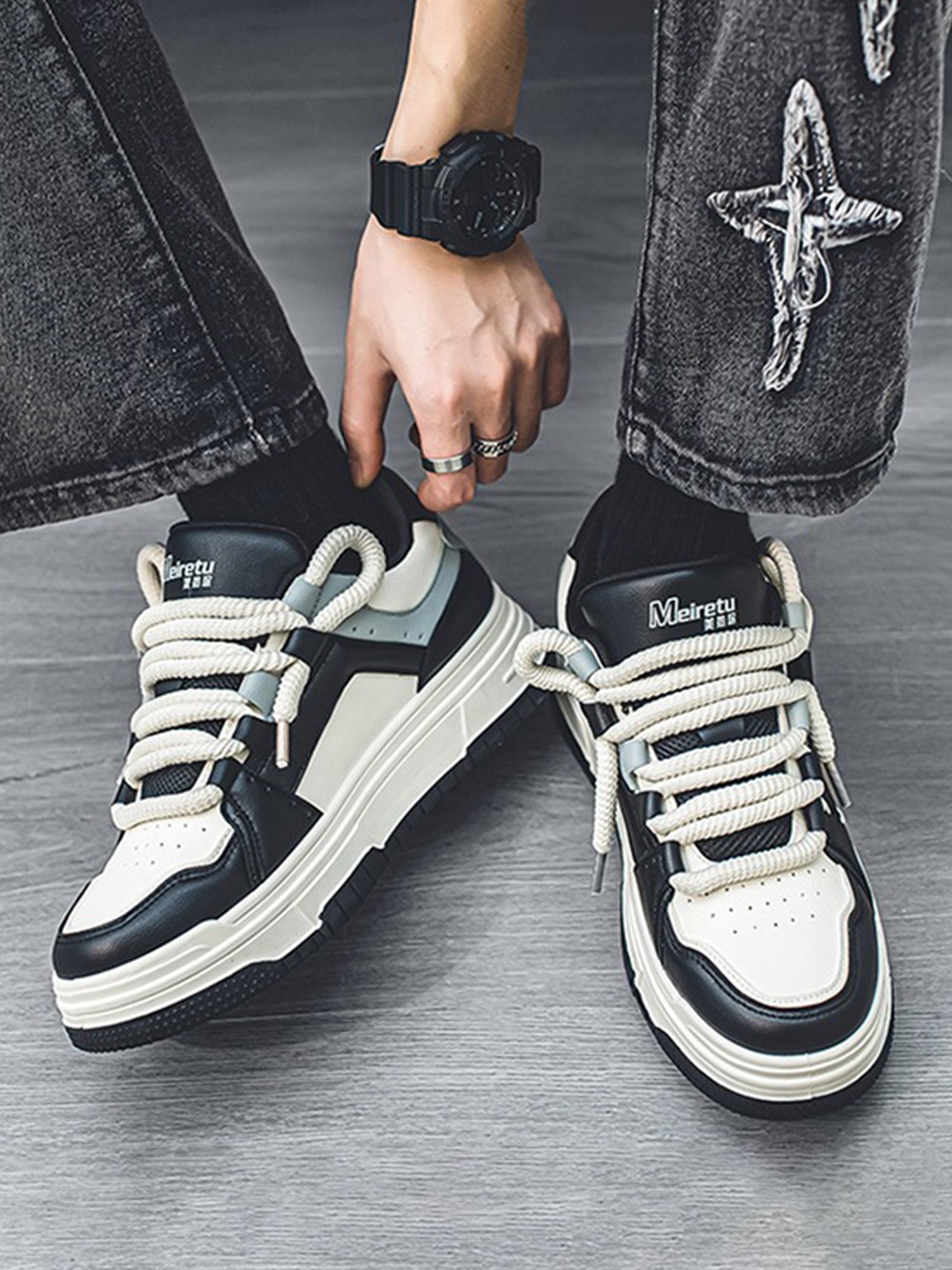 Thick-soled Stitched XX Bread Hip-Hop Street Sneakers
