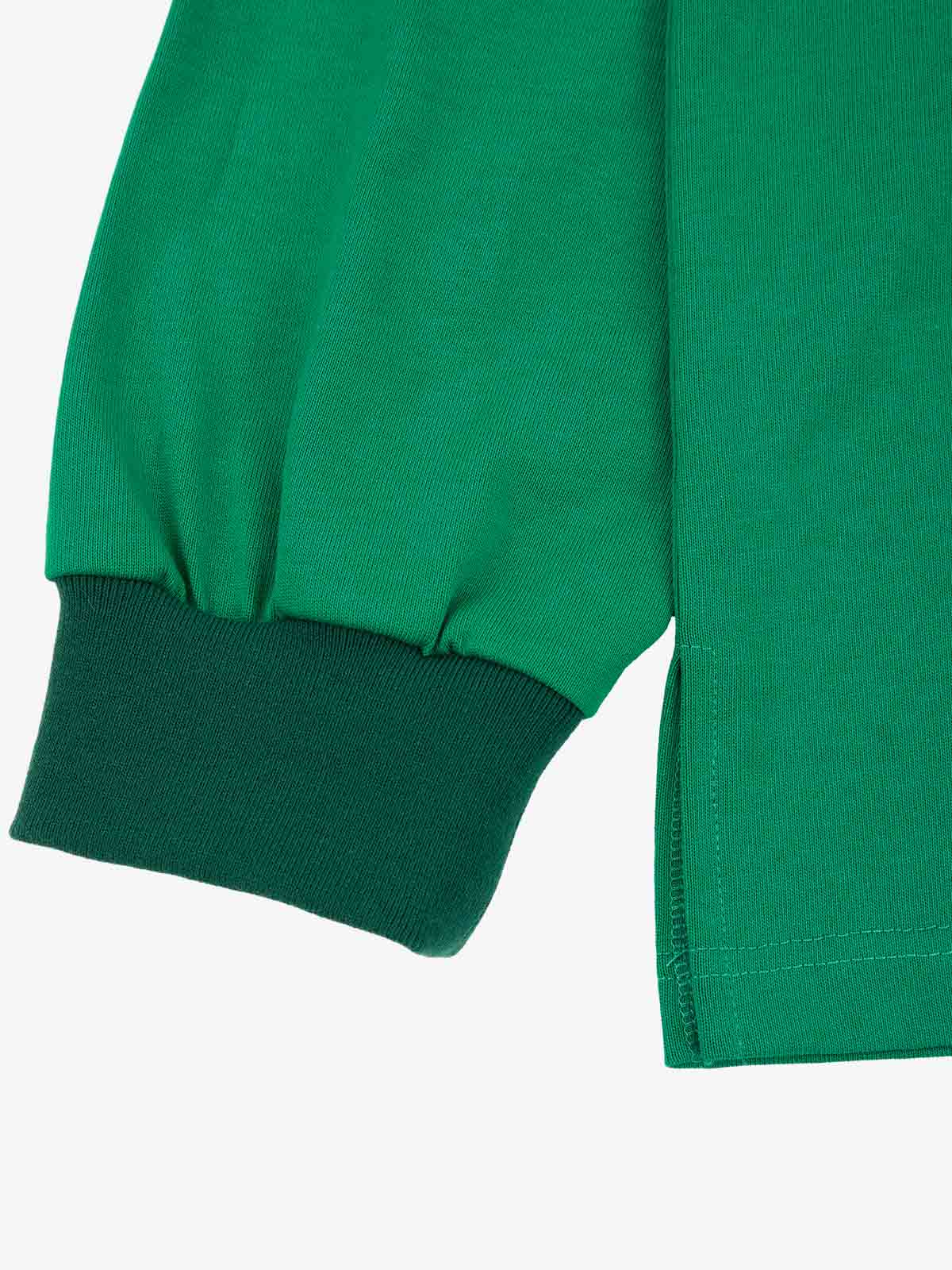 Supermade Color-Blocked Polo Collar Embroidered Print Long-Sleeved Jersey 