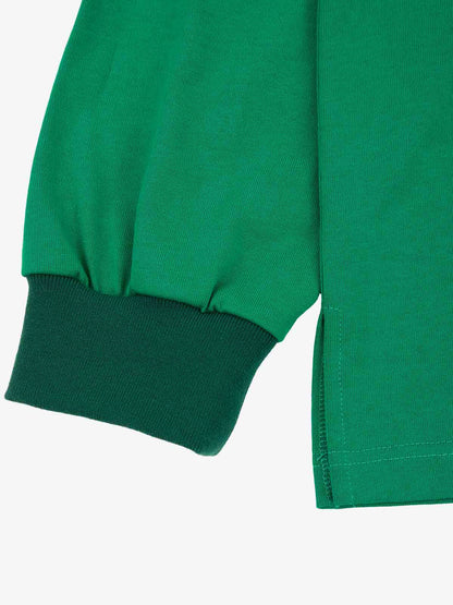 Supermade Color-Blocked Polo Collar Embroidered Print Long-Sleeved Jersey 