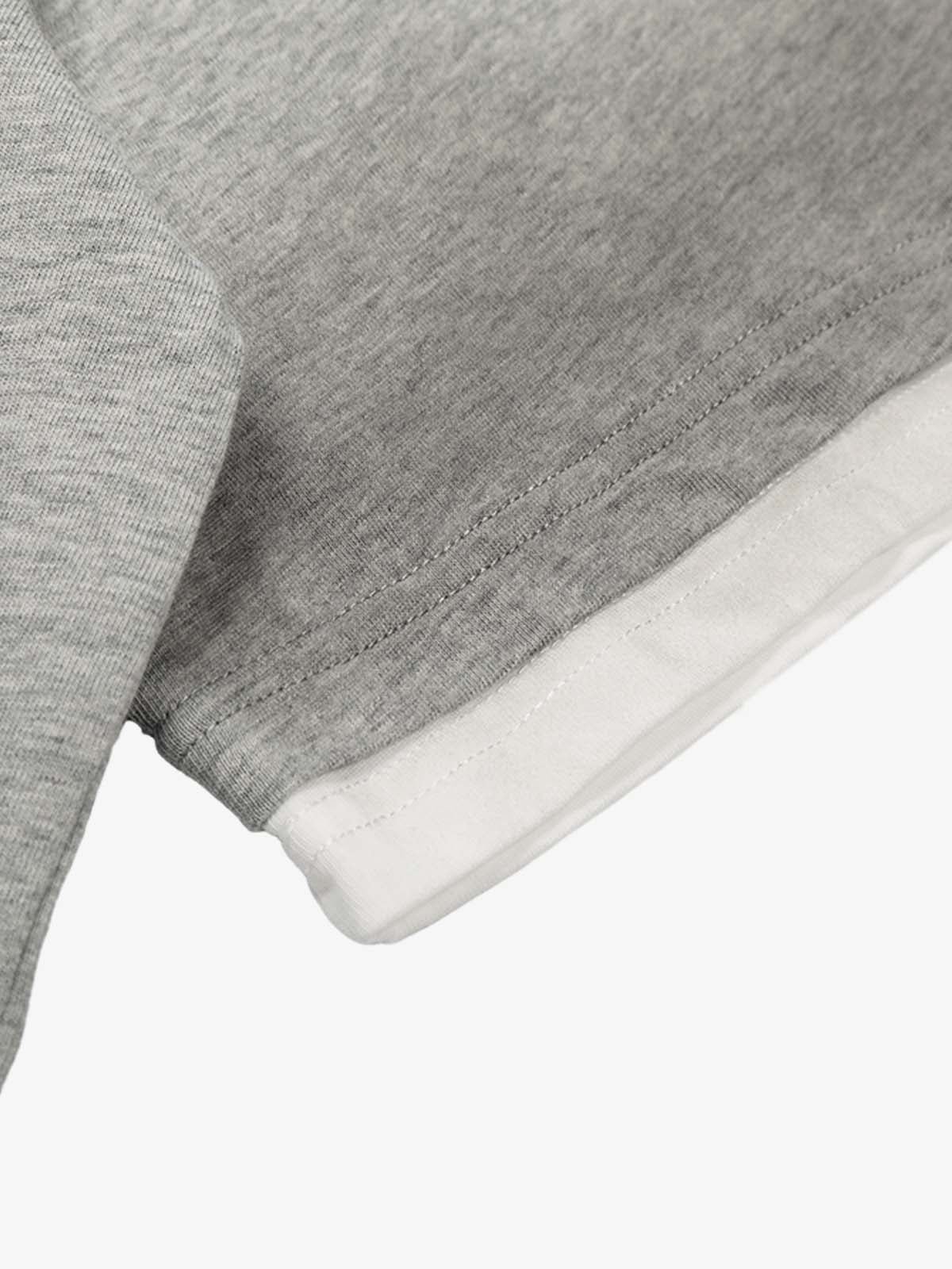 Heather Grey Oversized Cropped T-Shirt – Contrast Ribbed Cuffs & Hem