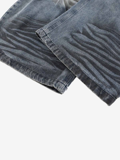 Denim Wide Leg Baggy Pants with Distressed Wash and Cuffed Hem for Women 