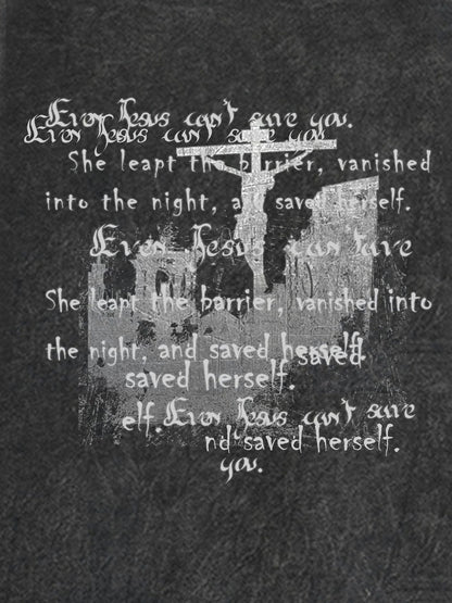 THE SUPERMADE  Vintage-Style Graphic T-Shirt with Inspirational Text and Cross Design 