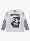 Supermade Distressed Cage Striped Long-Sleeve T-Shirt 