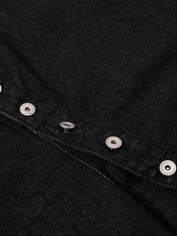 Asymmetric Multi-Button Fly Wide-Leg Denim Jorts
