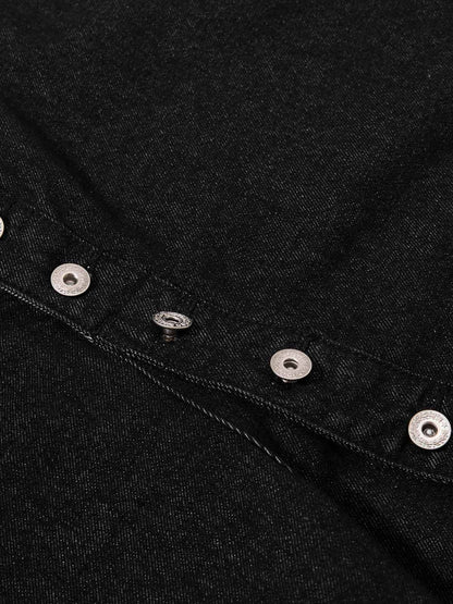 Asymmetric Multi-Button Fly Wide-Leg Denim Jorts