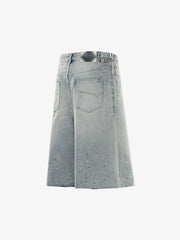 Rhinestone Embellished Denim Shorts 