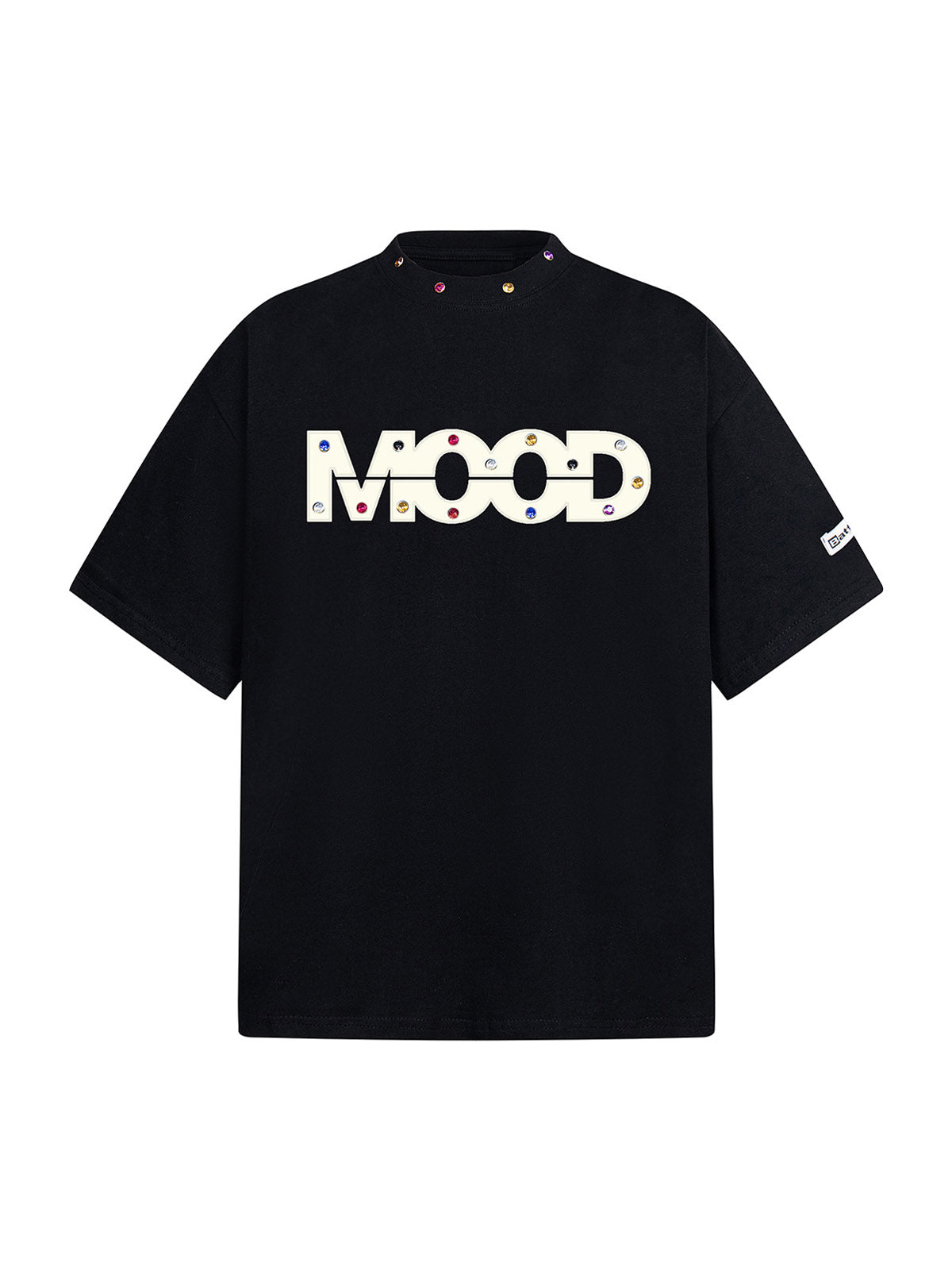 Street Retro MOOD Patch Embroidered Rivet T-shirt