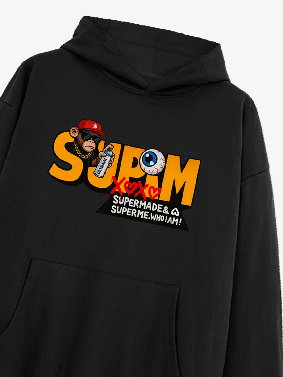 Supermade Hip-hop Monkey Graffiti Hooded Sweatshirt 