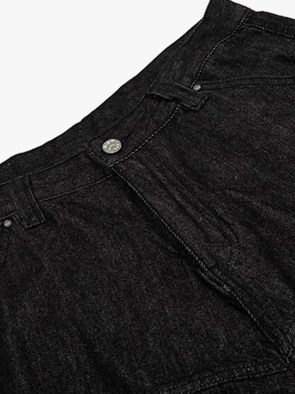 Retro Drape Baggy Straight Workwear Denim Shorts 