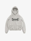 Washed Black Oversized Hoodie with Graphic Logo Print