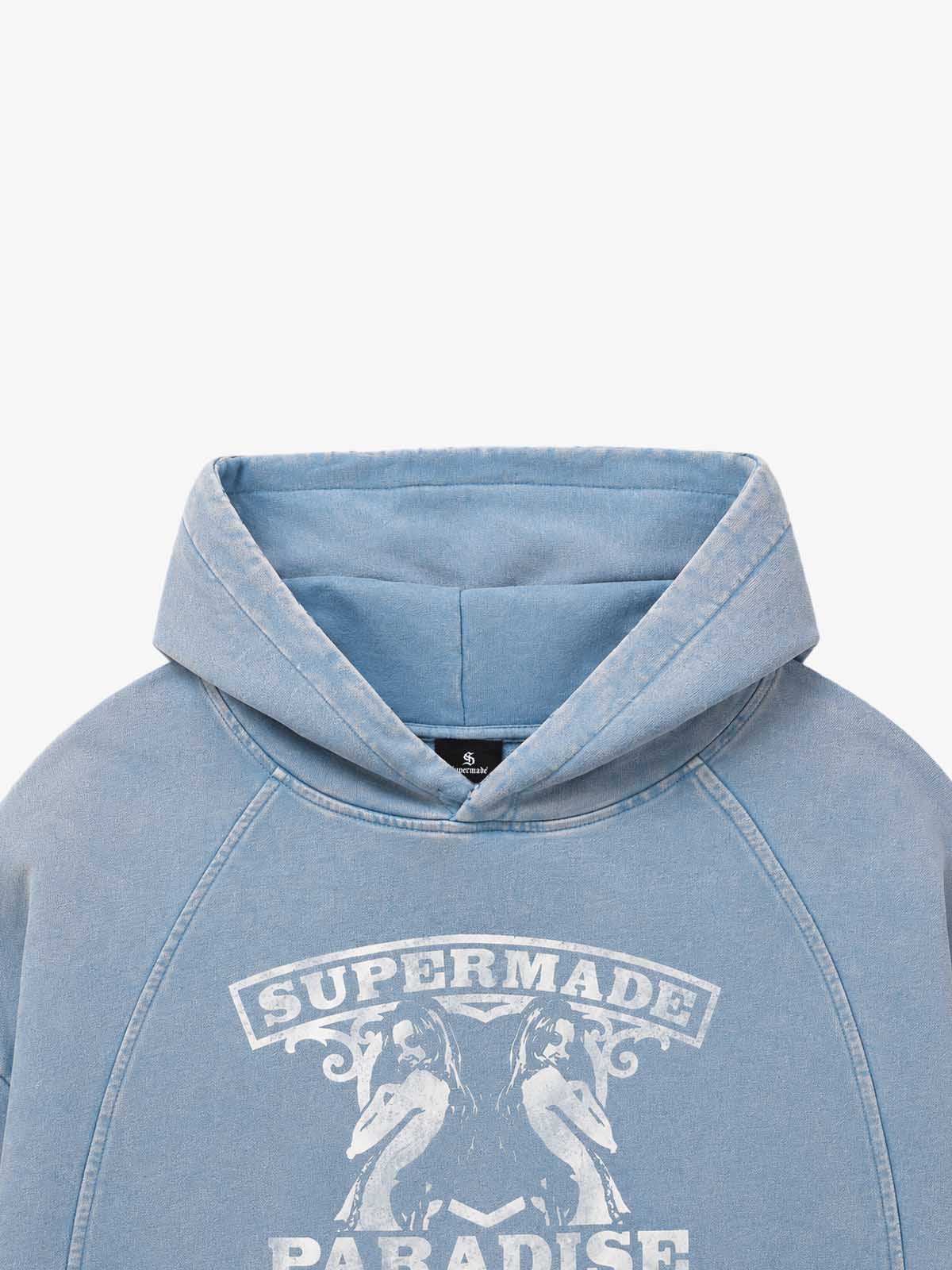 Sudadera corta con capucha estampada para chica