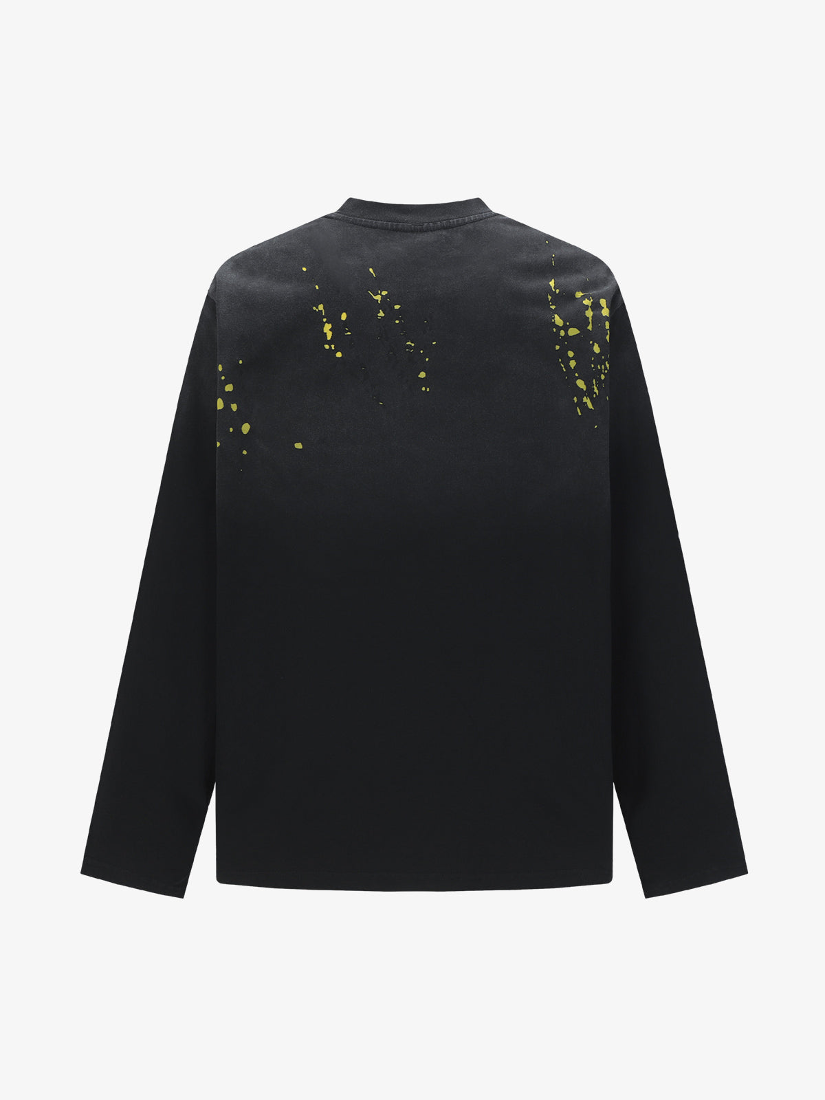 Stylish Black Long Sleeve Top with Pink Splatter Design for Modern Fashionistas 