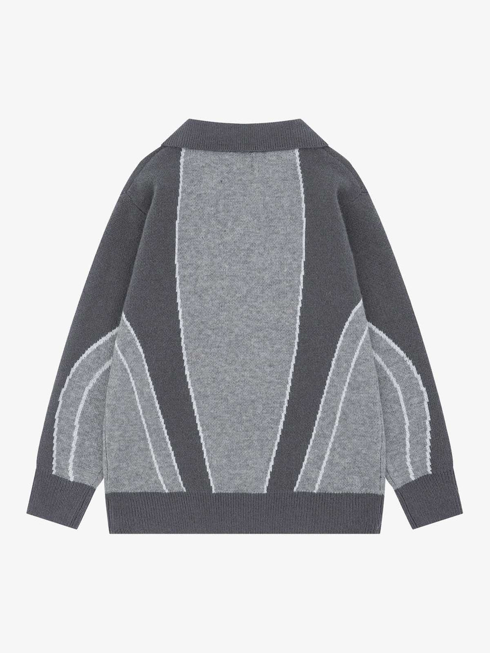 Contrast Panel Embroidered Polo Knit Sweater