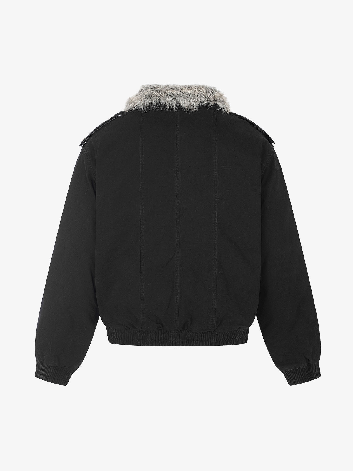 Studded Faux-Fur Collar Bomber Coat