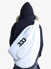 333 Embroidered Fleece Multi-Pocket Hobo Bag