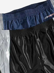 Glossy Silver-Grey Patchwork Double-Waist Track Pants
