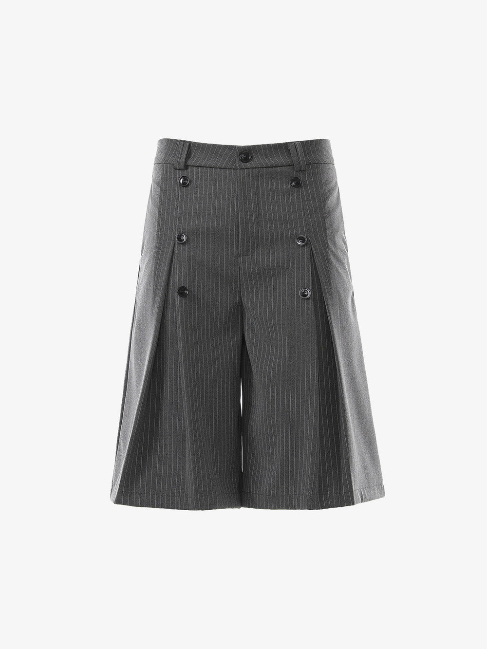 Pinstripe Double-Breasted Pleated Shorts 