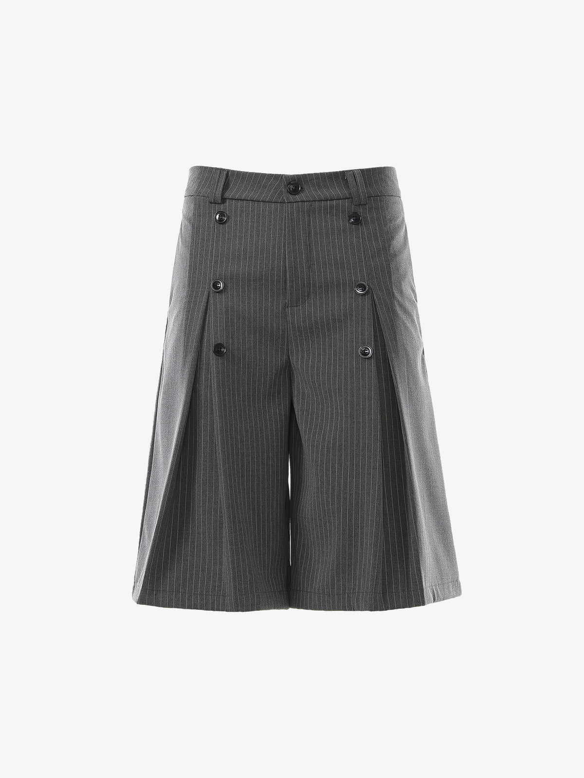 Pinstripe Double-Breasted Pleated Shorts 