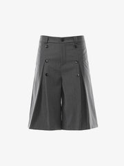 Pinstripe Double-Breasted Pleated Shorts 
