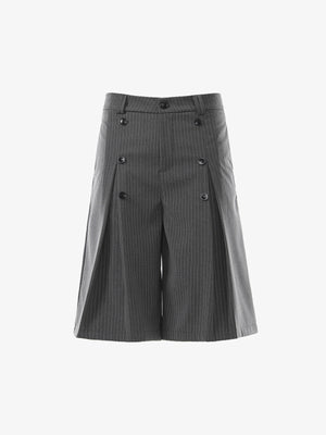 Pinstripe Double-Breasted Pleated Shorts 