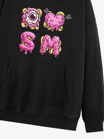 Street Dripping Letter Eyeball Graffiti Hoodie 