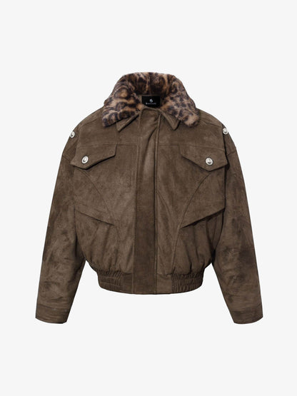 Stylish Leopard Collar Bomber Jacket for Women - Perfect for Casual and Fashionable Looks 