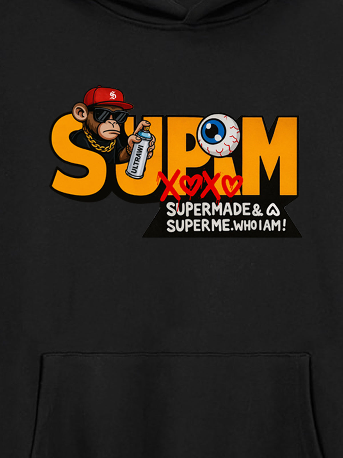 Supermade Hip-hop Monkey Graffiti Hooded Sweatshirt 