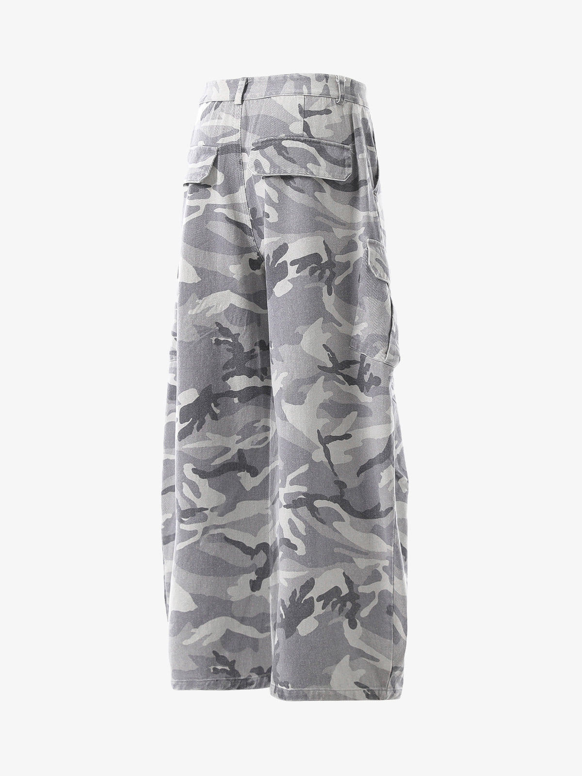 Snow Camouflage Machete Wide-Leg Cargo Barrel Pants - 2548 