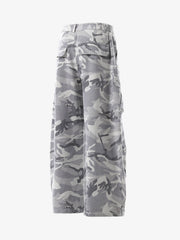 Snow Camouflage Machete Wide-Leg Cargo Barrel Pants - 2548 