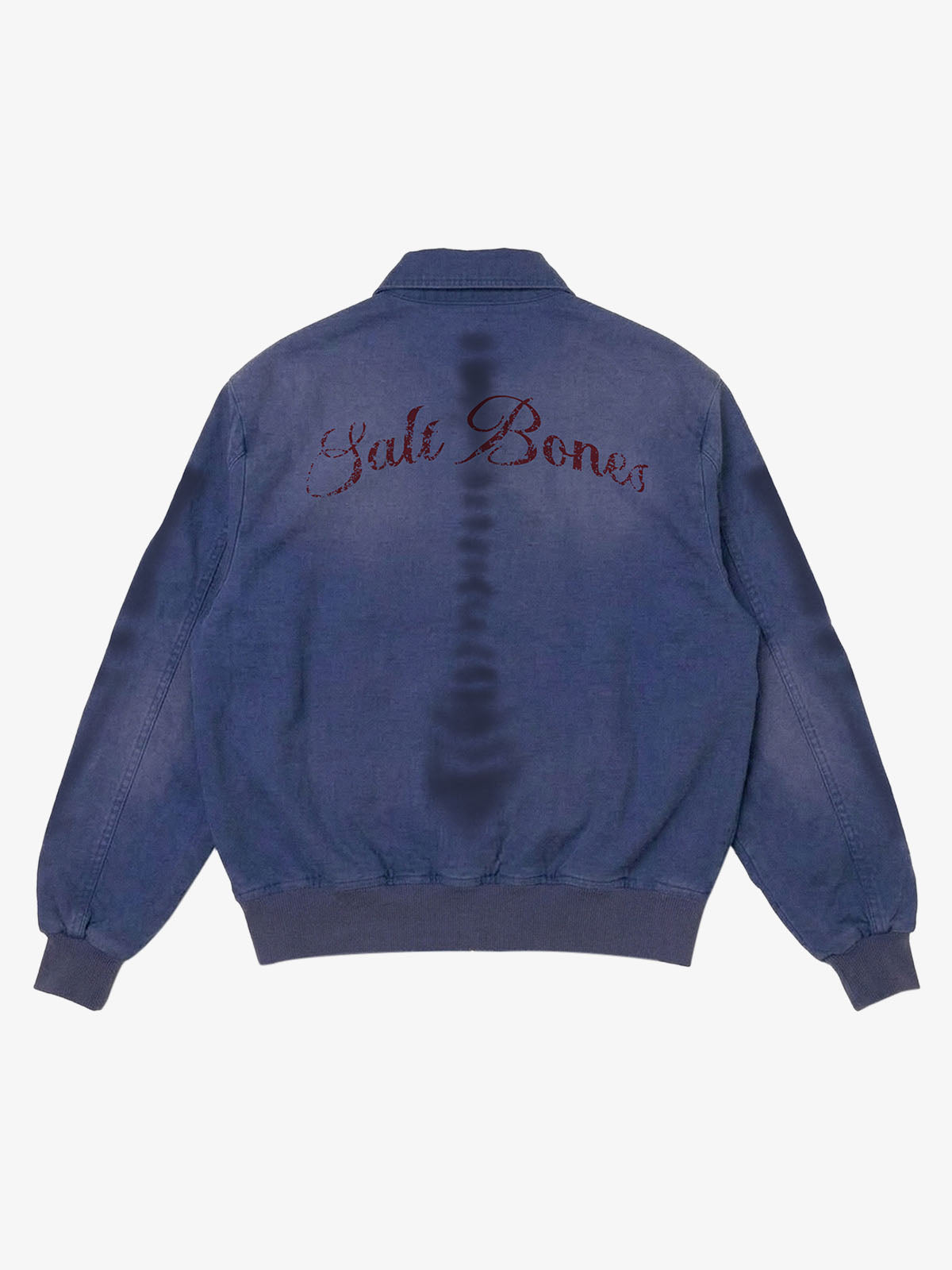 Washed Haze Blue Patch Bomber Jacket; Gray Blue / S, Gray Blue / M, Gray Blue / L, Gray Blue / XL, Gray Blue / 2XL