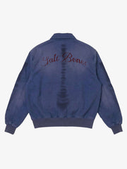 Washed Haze Blue Patch Bomber Jacket; Gray Blue / S, Gray Blue / M, Gray Blue / L, Gray Blue / XL, Gray Blue / 2XL