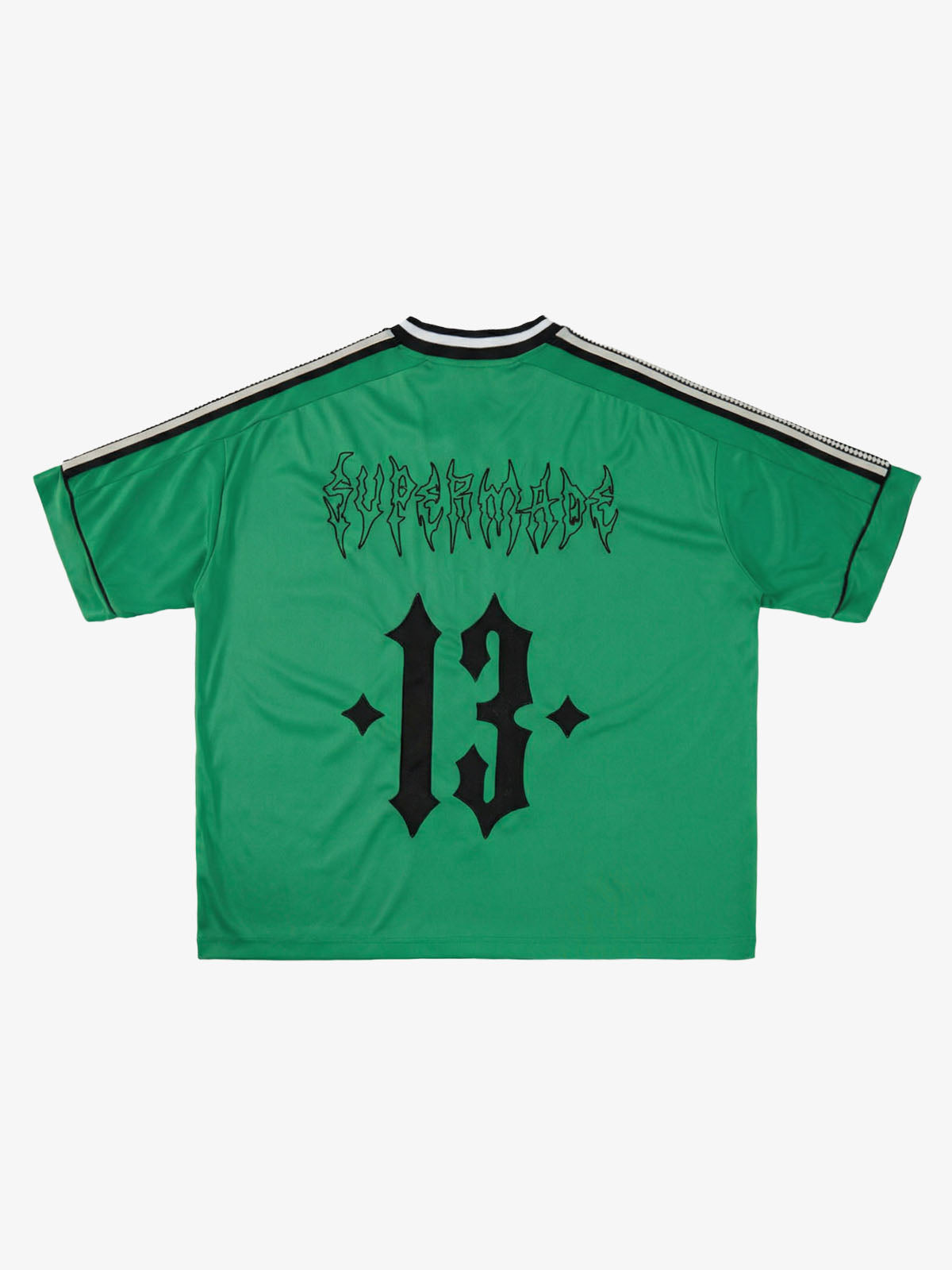 Supermade Color-Blocked V-Neck Embroidered Jersey Short-Sleeved 