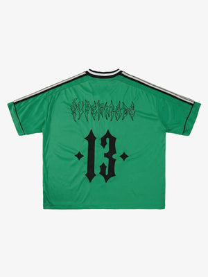 Supermade Color-Blocked V-Neck Embroidered Jersey Short-Sleeved 