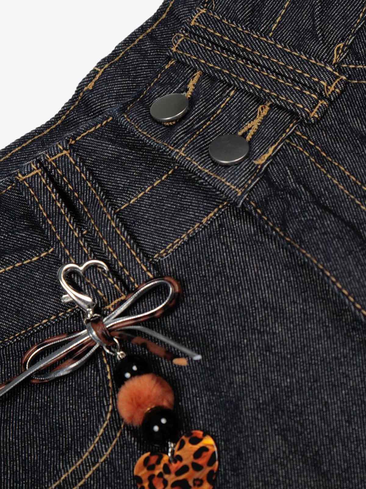 Denim Wide Leg Pants with Cross Stitch Detailing High Waist Casual Jeans for Women 