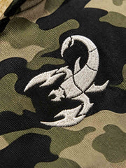 Camo Faux-Fur Trim Bomber Coat