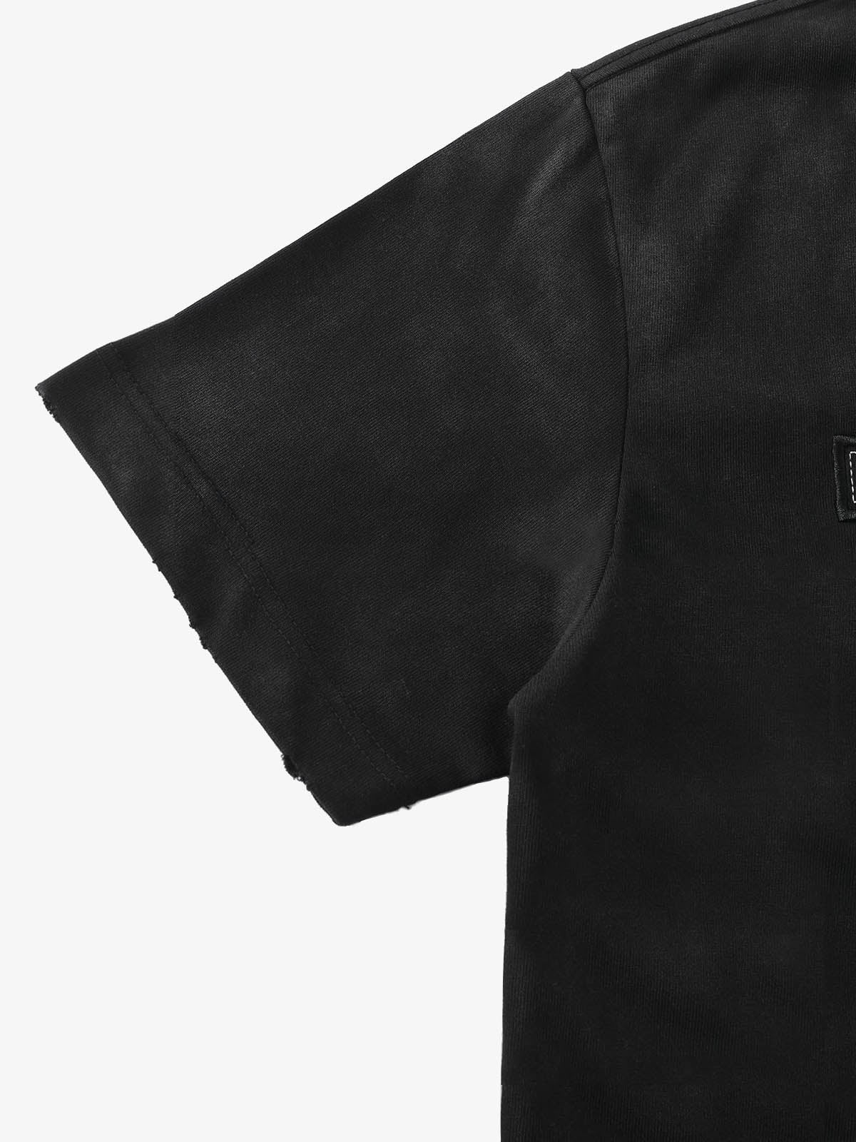 Distressed Appliqué Mud-Wash T-Shirt 