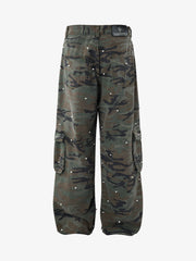 Camo Beaded Cargo Pants; Forest Camouflage / M, Forest Camouflage / L, Forest Camouflage / XL