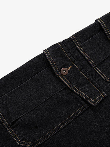 Dark Wash Jeans – Adjustable Waist Tabs Copper Hardware Classic Fit Denim
