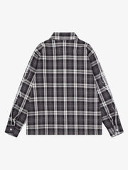 Distressed Graffiti Graphic Plaid Long Sleeve Shirt